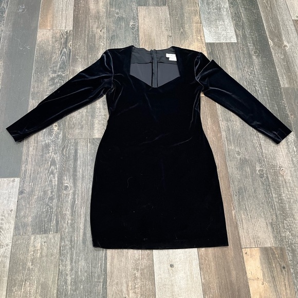 Vtg Betsy & Adam by Jaslene Black Velvet Long Sleeve Dress Bodycon Sz 9/10 - Picture 4 of 9